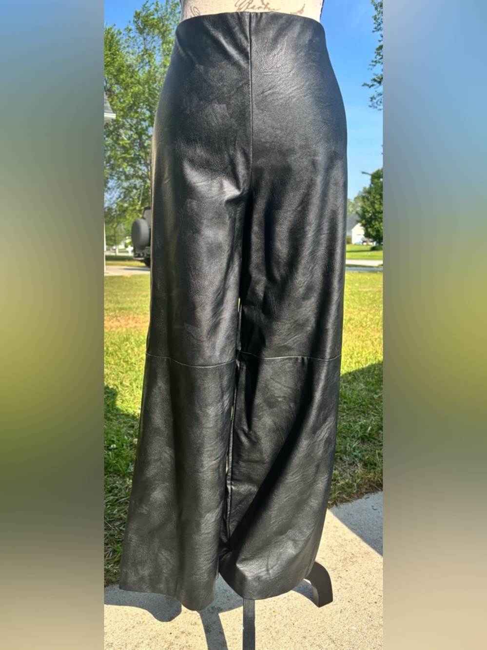 Karen Kane Black Faux Leather Trim Pull-On Pants